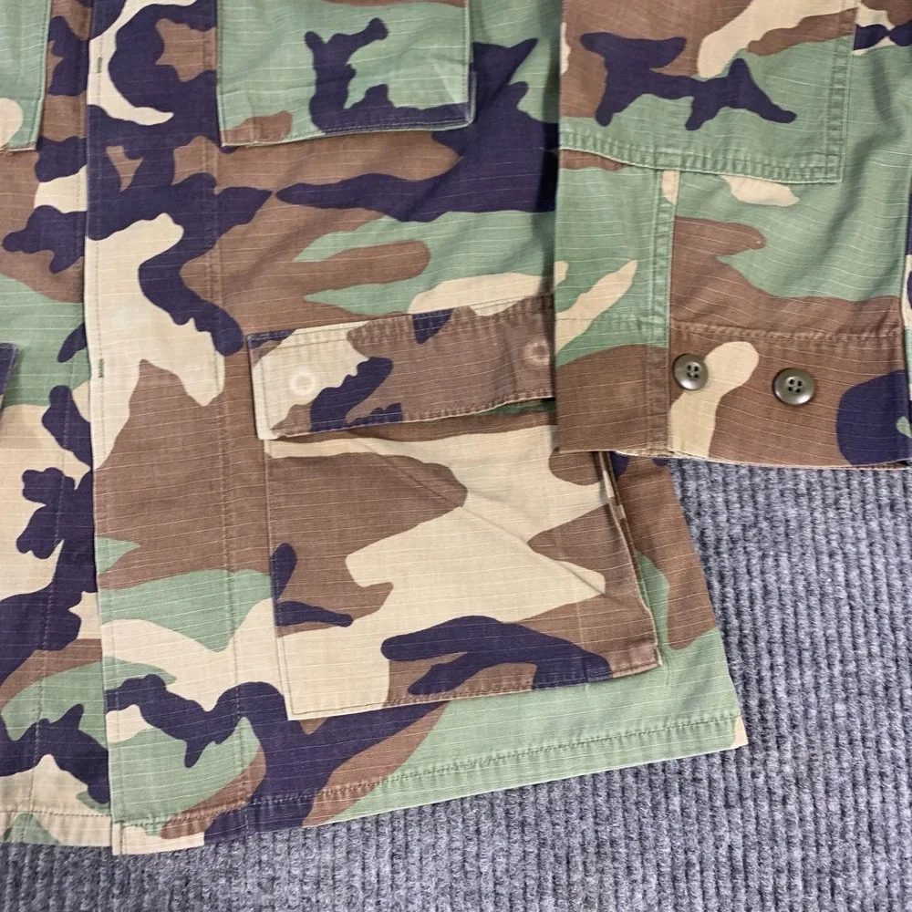 US Army Hot Weather Combat Coat Mens Small Brown Green Woodland‎ Camo Military